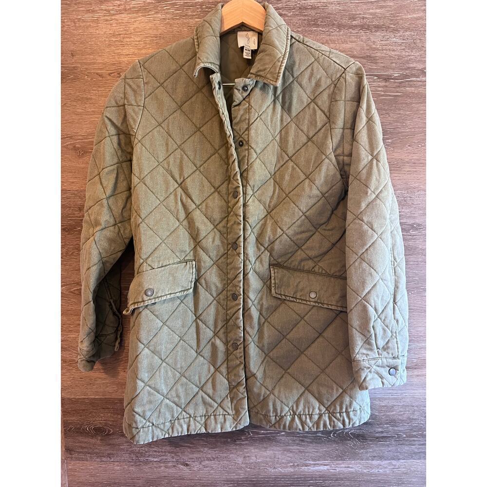 Joie Quilted Jacket Army green Size medium Cotton Anthropologie Big pockets